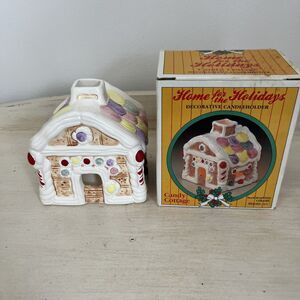 Vtg  Jasco Home for the Holidays Christmas Candy Cottage Tealight Candle Holder